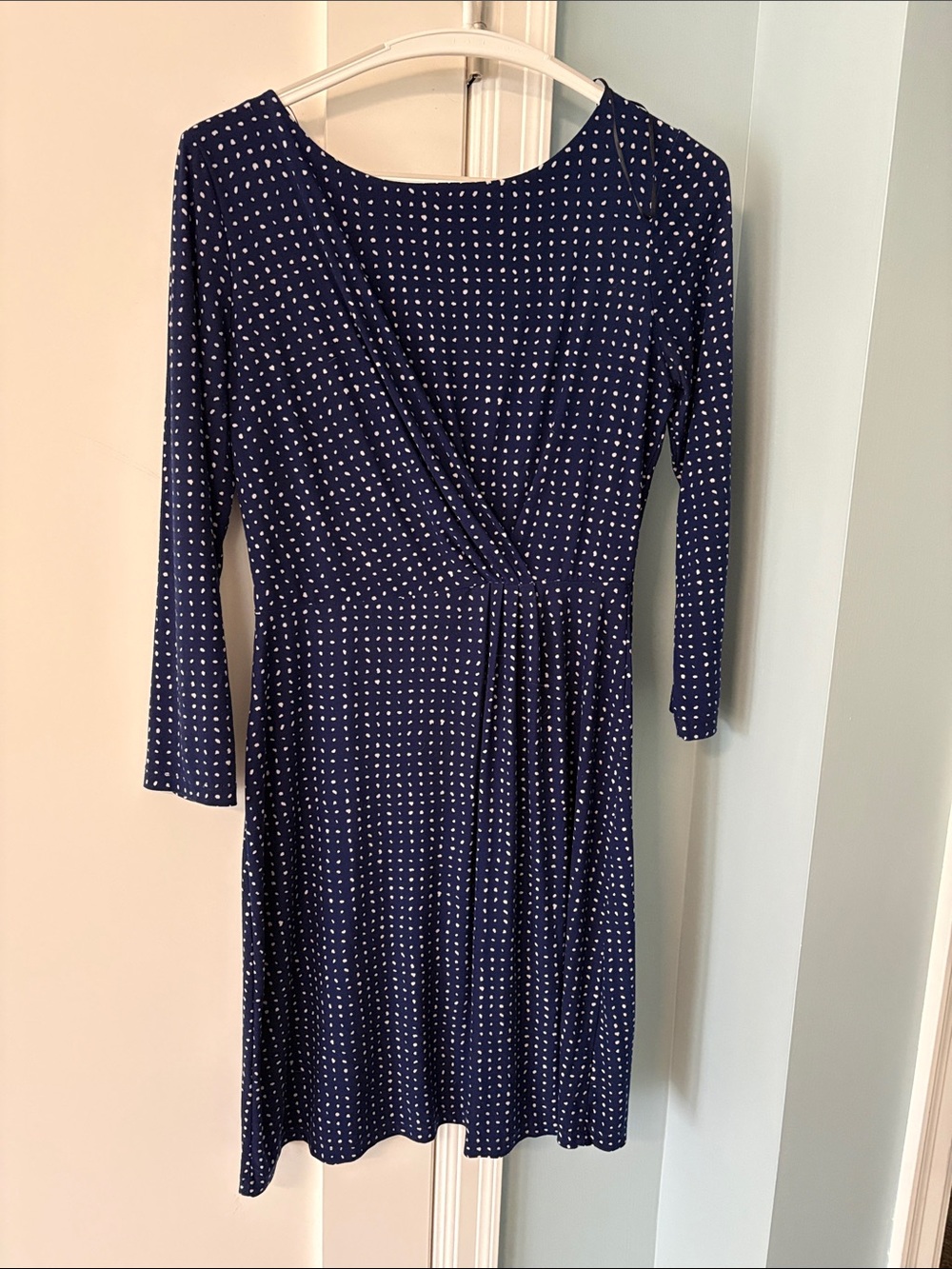 Le Lis Navy Polka Dot Wrap-Style Women's Dress